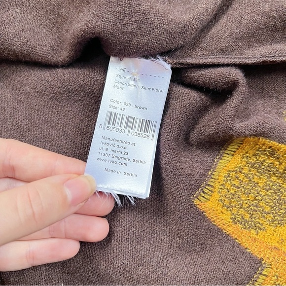 IVKO Woman • floral jacquard skirt brown wool knit flare Serbia bohemian - Picture 6 of 12